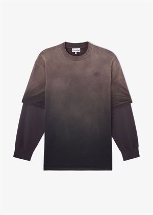 Heavy cotton jersey longsleeve washed effect bluse Phantom A1050044 Ganni 